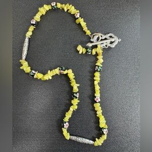 Cloisonne & Serpentine Chip Natural Stone Beaded Necklace